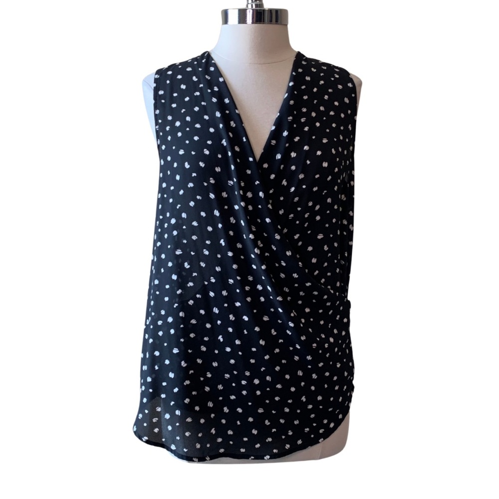 ALLISON JOT Black Sleeveless Blouse Size Medium Surplice Evereve NWT